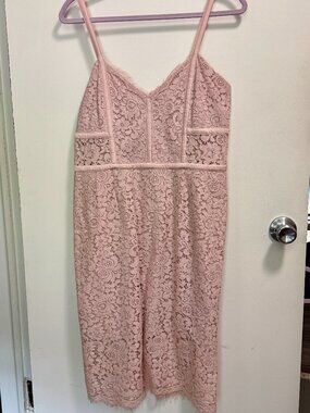 Express Pink Lace Midi Dress